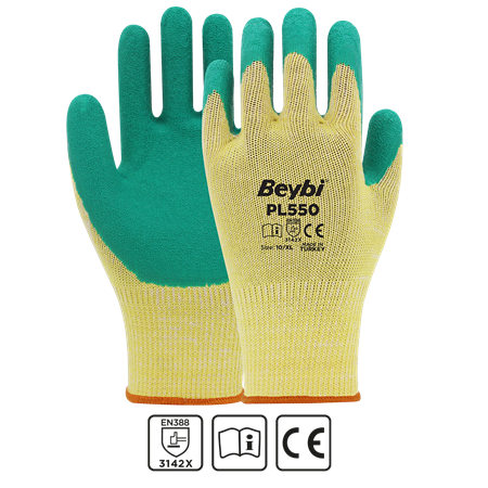 BEYBİ PL550 Polyester Örme Lateks Eldiven 3142X